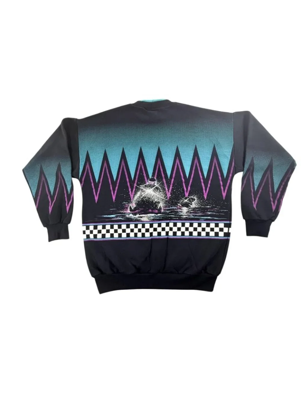 Vintage Artisans Sweatshirt Mens XL Black Water Ski Graphic Fleece USA 90s AOP - Picture 2 of 16